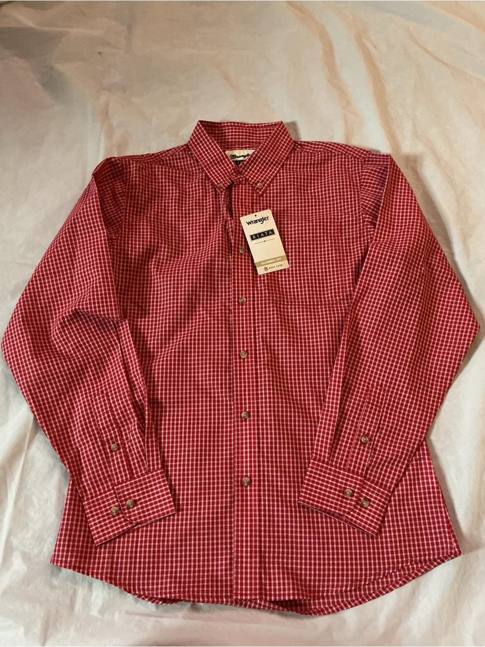 NWT Wrangler Riata Red whiteButton-Down Shirt boys XL